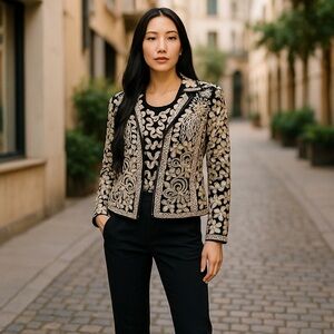 80s DAMEE Soutache Embroidered set Jacket+Camisole Vintage